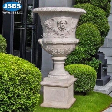 Elegant Big Urn Marble Planter with Pedestal, JS-P006